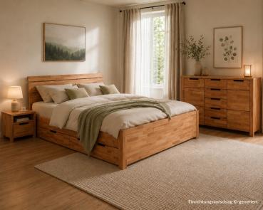 Kommode / Sideboard "Ema" Kernbuche oder Wildeiche massiv geölt